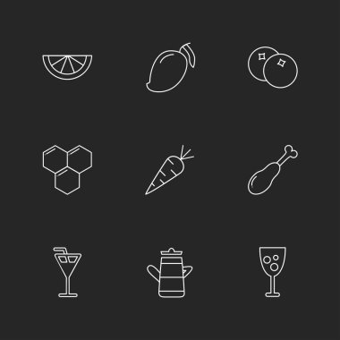 farklı minimalist düz vektör app simgeler siyah arka plan üzerine