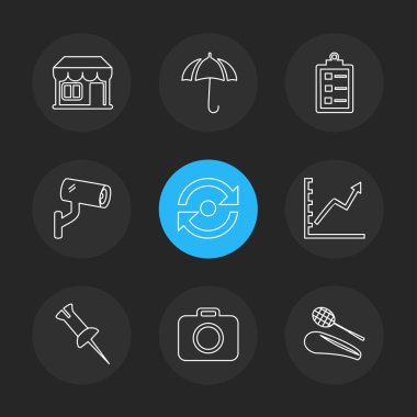 Minimalist düz app simgeler, vektör çizim dijital cihazlar için