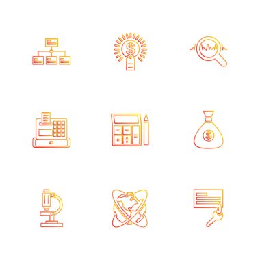 Beyaz arka plan daire basit app simgeler, vektör çizim ile