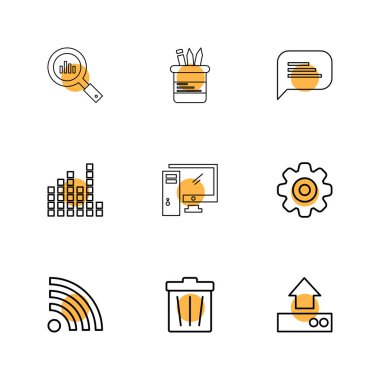 Beyaz arka plan üzerinde renkli minimalist düz vektör app simgeleri