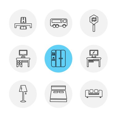 Beyaz arka plan üzerinde farklı minimalist düz vektör app simgeleri