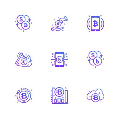 Beyaz arka plan üzerinde renkli minimalist düz vektör app simgeleri