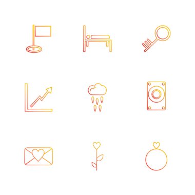 Beyaz arka plan üzerinde izole düz app simge kümesi