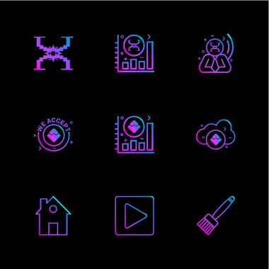 siyah arka plan üzerine minimalist düz app simgeleri