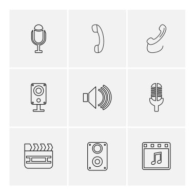 Beyaz arka plan üzerinde renkli minimalist düz vektör app simgeleri