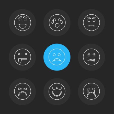 siyah arka plan, düz stil minimalist vektör app simgeleri