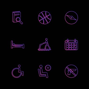 Internet düz vektör app simgeler siyah arka plan üzerine set