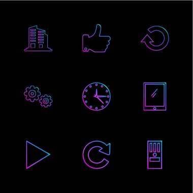 farklı minimalist düz vektör app simgeler siyah arka plan üzerine