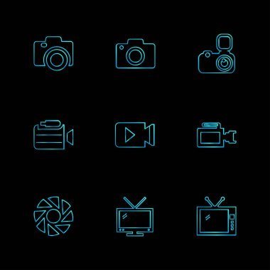 farklı minimalist düz vektör app simgeler siyah arka plan üzerine