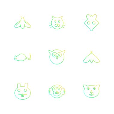 Beyaz arka plan üzerinde izole düz app simge kümesi