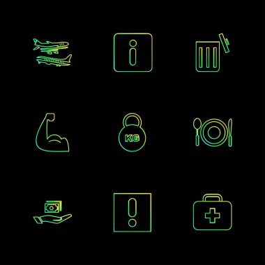 farklı minimalist düz vektör app simgeler siyah arka plan üzerine