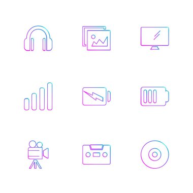 Minimalist düz app simgeler, vektör çizim dijital cihazlar için