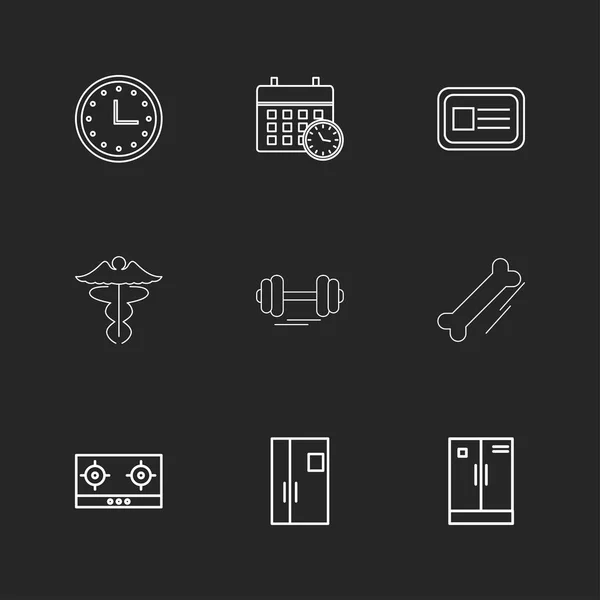 Fondo Negro Varios Iconos Aplicación Vector Plano Sitio Web — Vector de stock