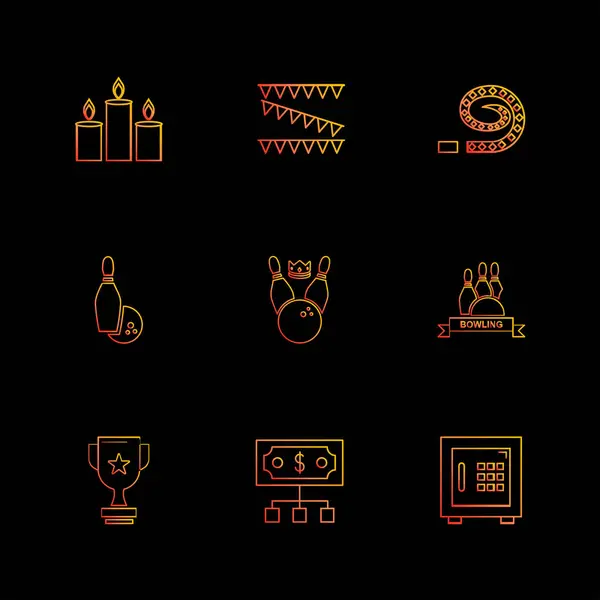 stock vector minimalistic flat app icons on black background