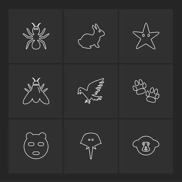 Flat Vector Illustration Icons Set Icons Black Background — Stock Vector
