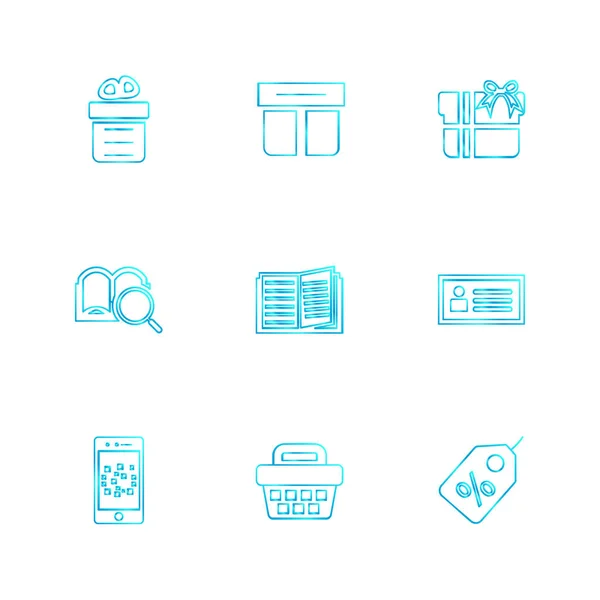 Different Minimalistic Flat Vector App Icons White Background — Stock Vector
