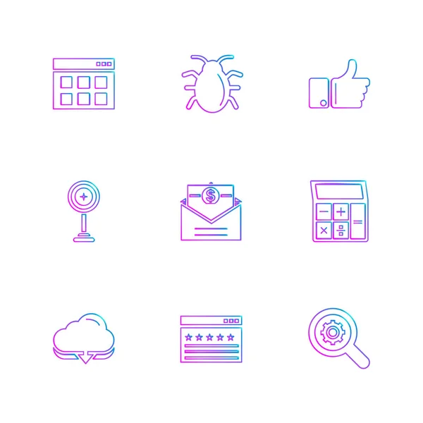 Púrpura Diferentes Iconos Aplicación Vectores Planos Minimalistas Aislados Sobre Fondo — Vector de stock