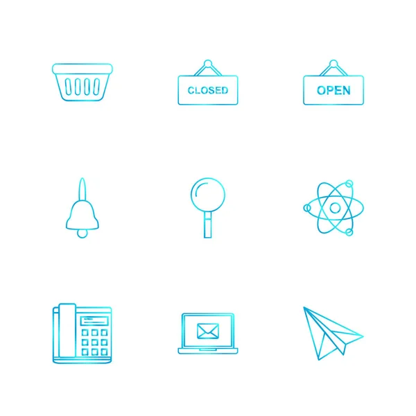 Simples Ícones Aplicativos Planos Fundo Branco —  Vetores de Stock