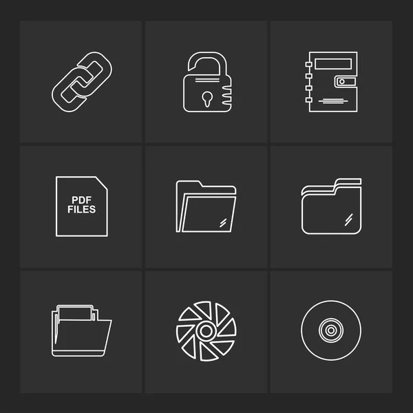 Set Flat App Icons Black Background — Stock Vector