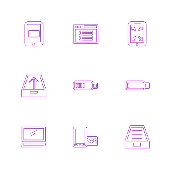 Iconos Aplicación Vector Plano Minimalista Color Sobre Fondo Blanco — Archivo Imágenes Vectoriales