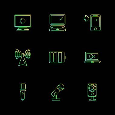 siyah arka plan üzerine minimalist düz app simgeleri