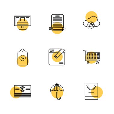 beyaz zemin üzerine minimalist düz app simgeleri