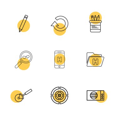 Farklı Web sitesi düz vektör app simgeleri beyaz arka plan üzerinde