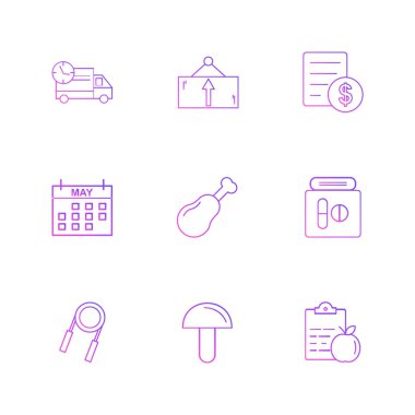 Minimalist düz app simgeler, vektör çizim dijital cihazlar için