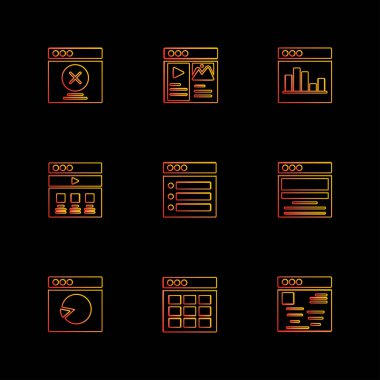 farklı minimalist düz vektör app simgeler siyah arka plan üzerine