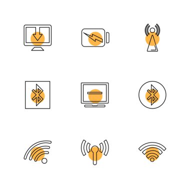 Beyaz arka plan üzerinde renkli daireler ile minimalist düz vektör app simgeleri