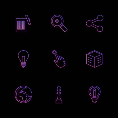 farklı minimalist düz vektör app simgeler siyah arka plan üzerine