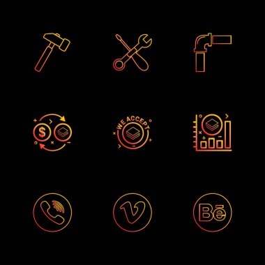 siyah arka plan üzerine minimalist düz app simgeleri