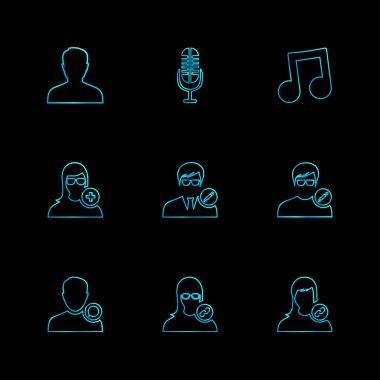 siyah arka plan üzerine minimalist düz app simgeleri