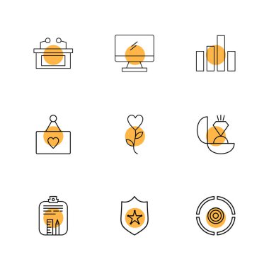 Beyaz arka plan üzerinde renkli daireler ile minimalist düz vektör app simgeleri