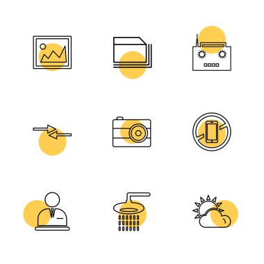 Beyaz arka plan üzerinde izole düz app simge kümesi