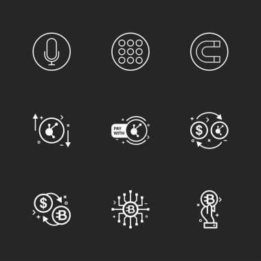 siyah arka plan üzerine minimalist düz app simgeleri