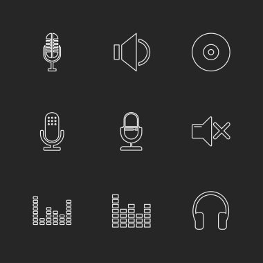 farklı minimalist düz vektör app simgeler siyah arka plan üzerine
