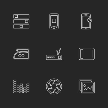 siyah arka plan üzerine minimalist düz app simgeleri