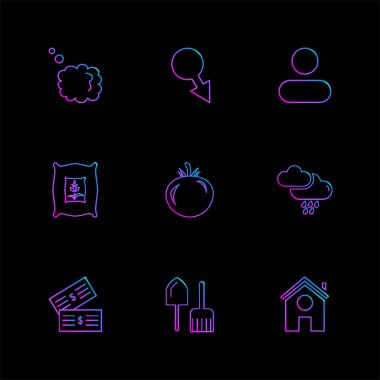 farklı minimalist düz vektör app simgeler siyah arka plan üzerine