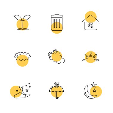 Beyaz arka plan üzerinde renkli daireler ile minimalist düz vektör app simgeleri