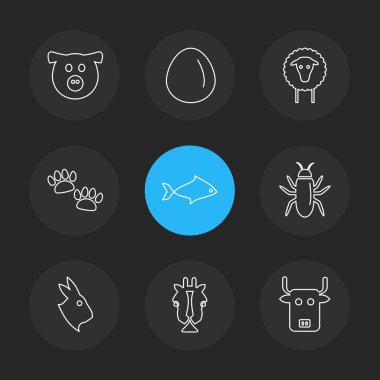 siyah arka plan üzerine minimalist düz app simgeleri