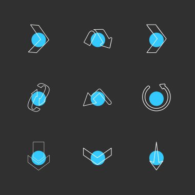 oklar yön işaretçiler yaratıcı simgeler ayarla, düz özel koleksiyon vektör