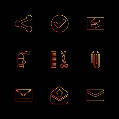 farklı minimalist düz vektör app simgeler siyah arka plan üzerine