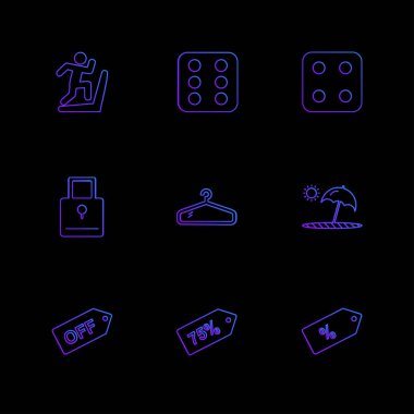 farklı minimalist düz vektör app simgeler siyah arka plan üzerine