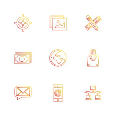 Beyaz arka plan üzerinde izole minimalist düz app simgeleri