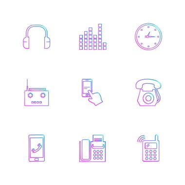 birçok farklı internet düz vektör app simgeleri beyaz arka plan üzerinde