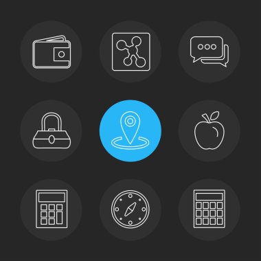 siyah arka plan üzerine minimalist düz app simgeleri