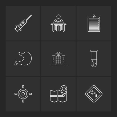farklı minimalist düz vektör app simgeler siyah arka plan üzerine