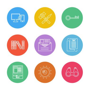 minimalist düz vektör app simgeleri beyaz arka plan üzerinde