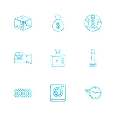 farklı minimalist düz vektör app simge kümesi